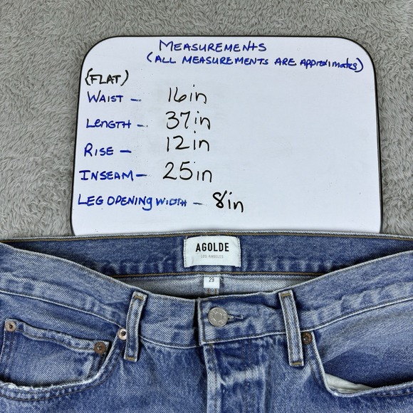 AGOLDE 90s Crop Jeans Womens 29 High Rise Organic Denim Y2K Button Fly Raw Hem - Picture 7 of 16